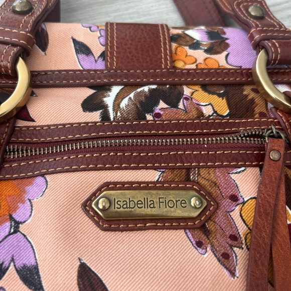 Isabella Fiori Vintage Floral Leather Trim buckle Handbag Boho 80s Cottagecore - Picture 6 of 8